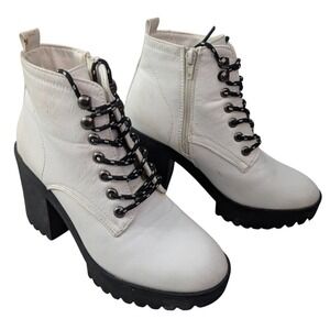 Seven7 Flatiron Platform Boots Womens White Chunky Y2K Grunge Streetwear Size 6‎